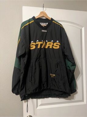 Vintage CCM Dallas Stars Black & Green Pullover Jacket—90s-early 2000s era